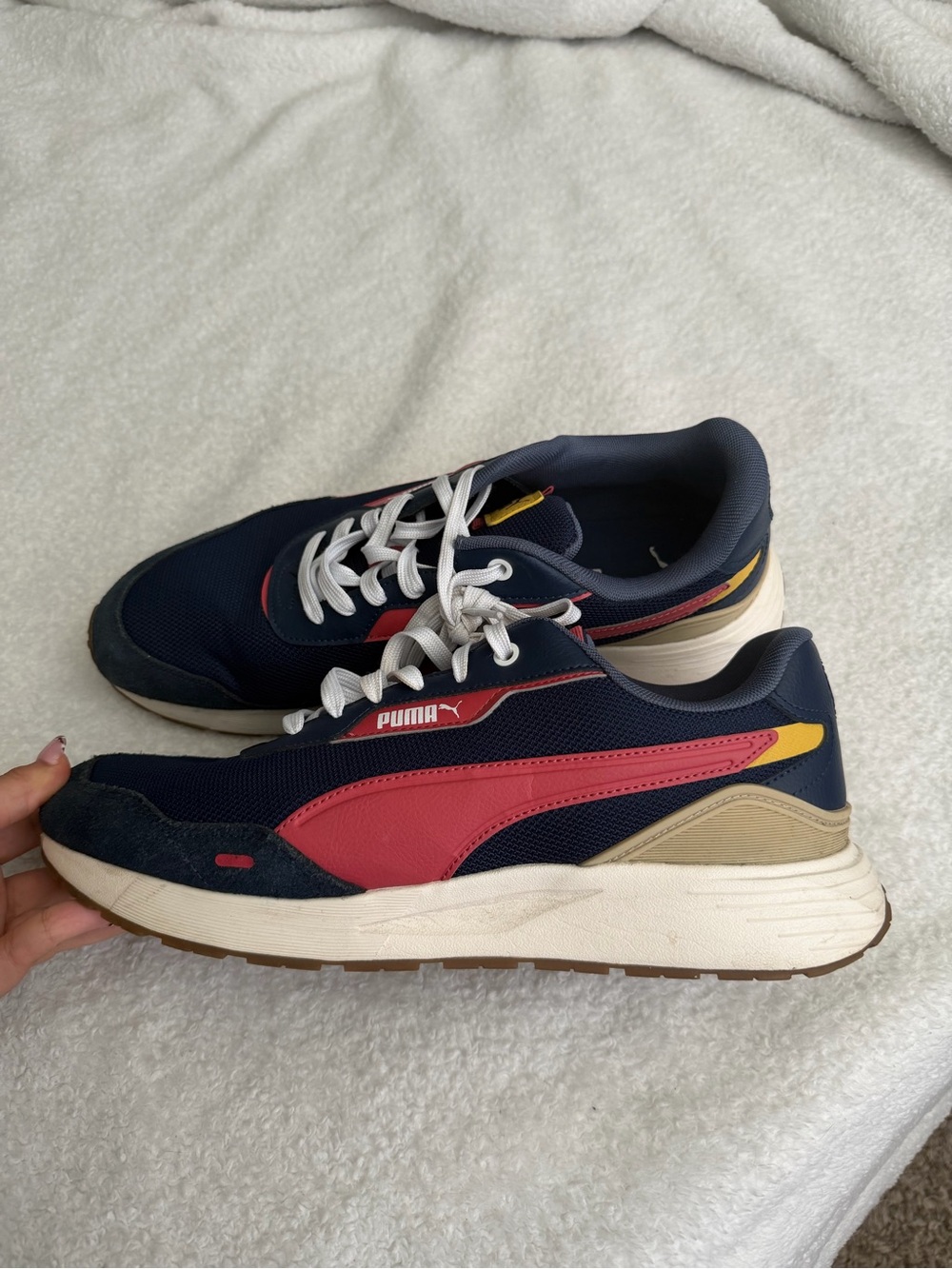 Puma Men’s Navy, Pink & Yellow Low-Top Sneakers
